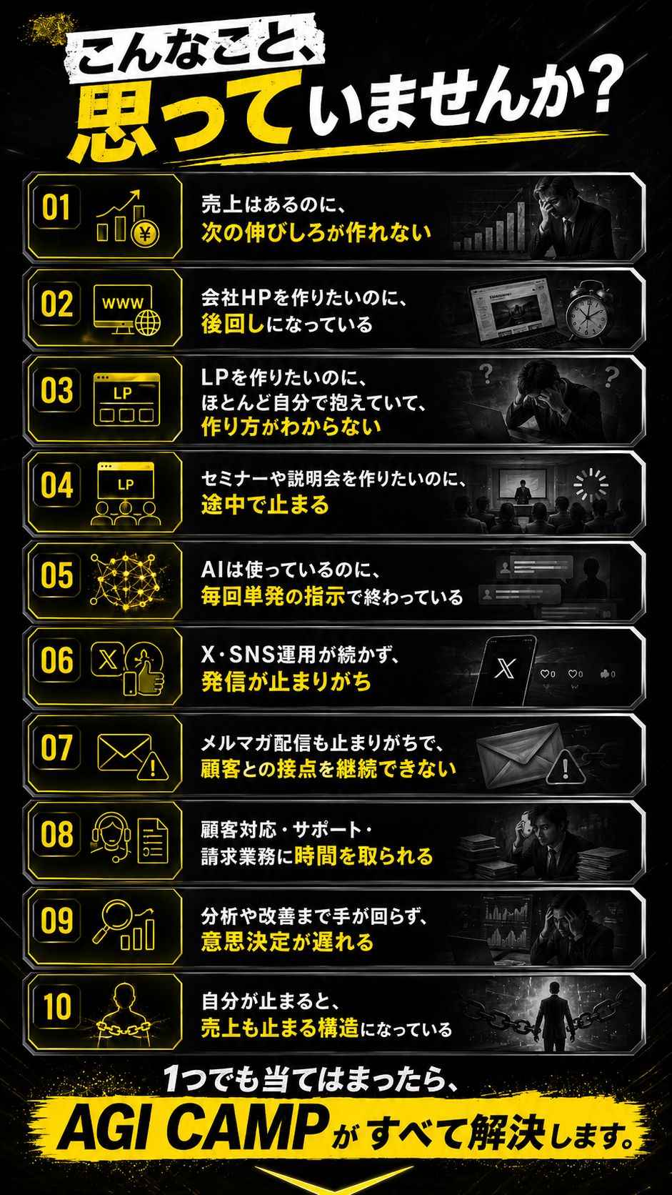 こんなお悩みはありませんか（経営者のAI活用の悩みチェックリスト）