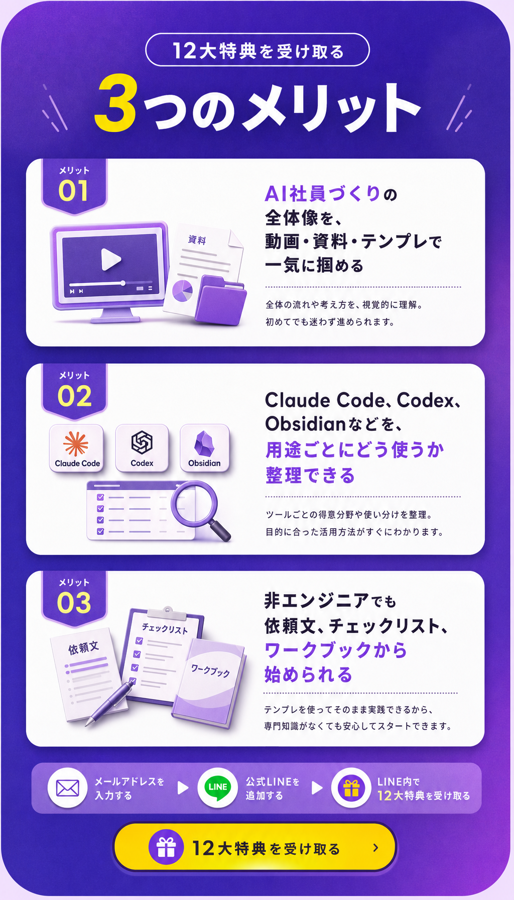 12大特典を受け取る3つのメリット